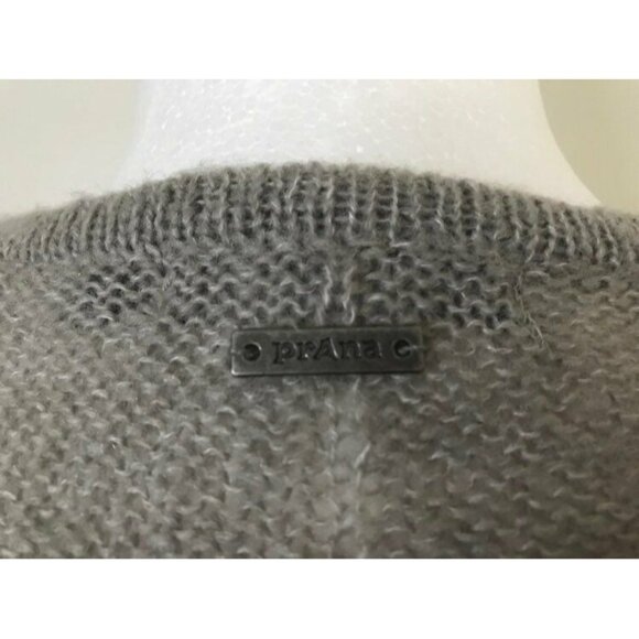 PRANA Shelby Poncho Sweater Womens Size Large Fog Taupe Cable Knit Tassle - Picture 6 of 7